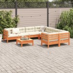 vidaXL Set mobilier de grădină cu perne, 9 piese, lemn masiv de pin