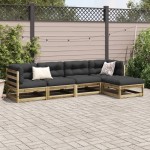 vidaXL Set canapea de grădină, 5 piese, lemn de pin tratat