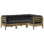 vidaXL Set canapele de grădină cu perne, 4 piese, lemn de pin tratat vidaXL Set canapele de grădină cu perne, 4 piese, lemn de pin tratat
