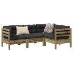 vidaXL Set canapele de grădină cu perne, 4 piese, lemn de pin tratat vidaXL Set canapele de grădină cu perne, 4 piese, lemn de pin tratat