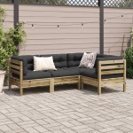 vidaXL Set canapele de grădină cu perne, 4 piese, lemn de pin tratat vidaXL Set canapele de grădină cu perne, 4 piese, lemn de pin tratat