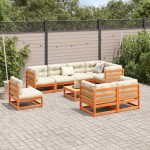vidaXL Set mobilier de grădină cu perne, 9 piese, lemn masiv de pin vidaXL Set mobilier de grădină cu perne, 9 piese, lemn masiv de pin