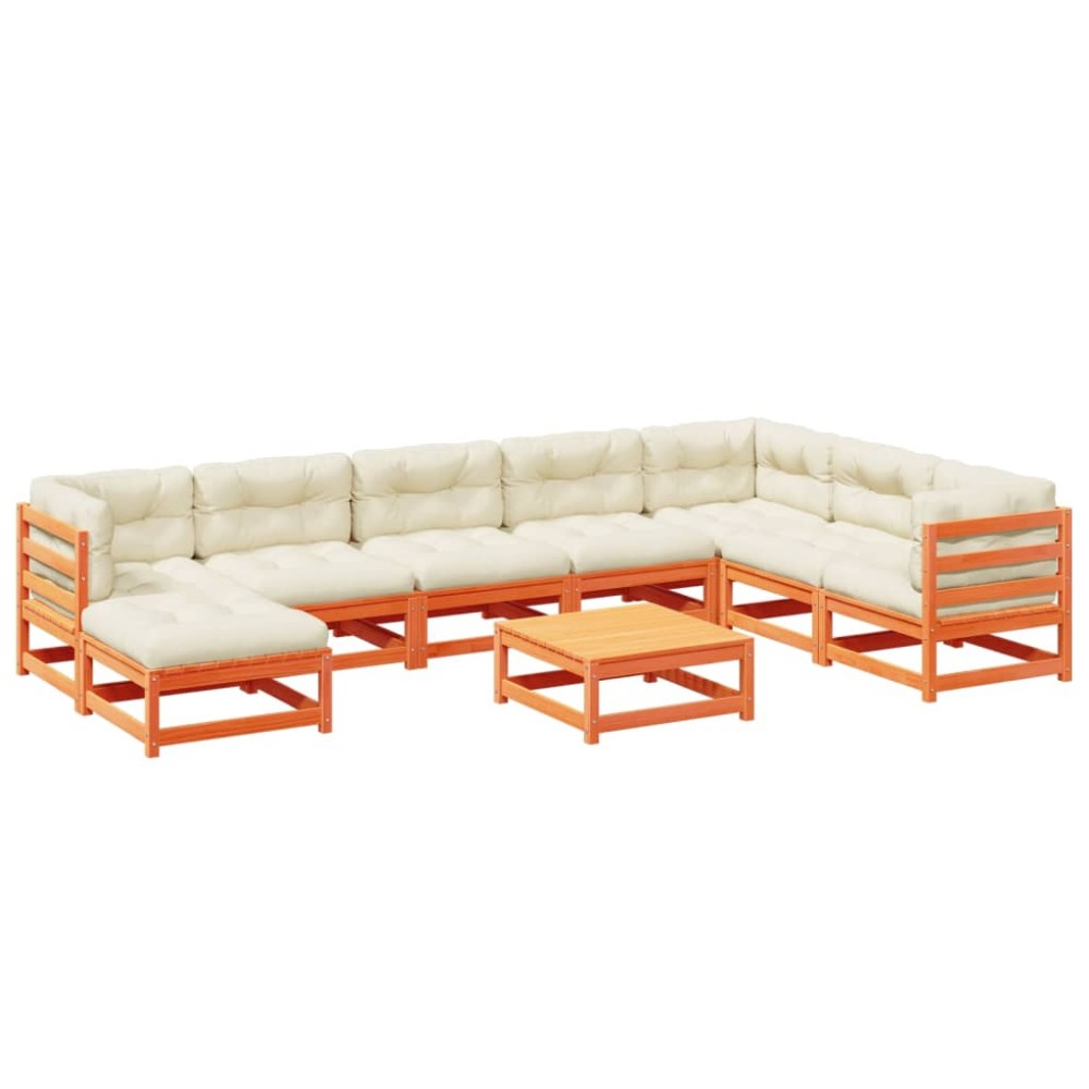 vidaXL Set mobilier de grădină cu perne, 9 piese, lemn masiv de pin