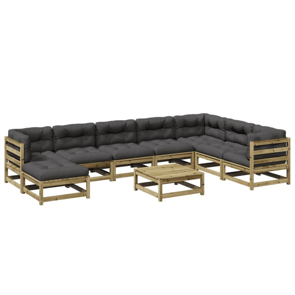 vidaXL Set canapea de grădină cu perne, 9 piese, lemn de pin tratat