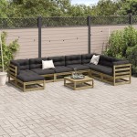 vidaXL Set canapea de grădină cu perne, 9 piese, lemn de pin tratat vidaXL Set canapea de grădină cu perne, 9 piese, lemn de pin tratat