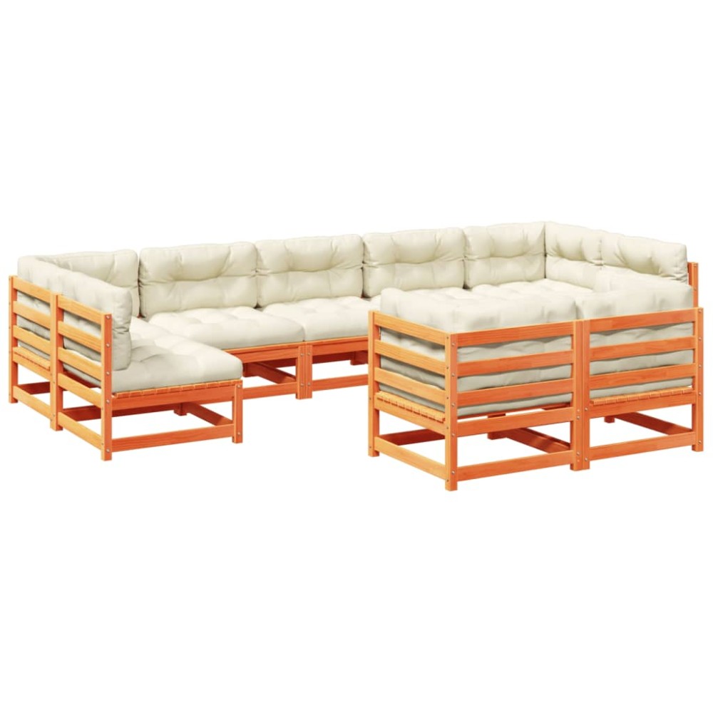vidaXL Set mobilier de grădină cu perne, 9 piese, lemn masiv de pin