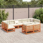 vidaXL Set mobilier de grădină cu perne, 9 piese, lemn masiv de pin vidaXL Set mobilier de grădină cu perne, 9 piese, lemn masiv de pin