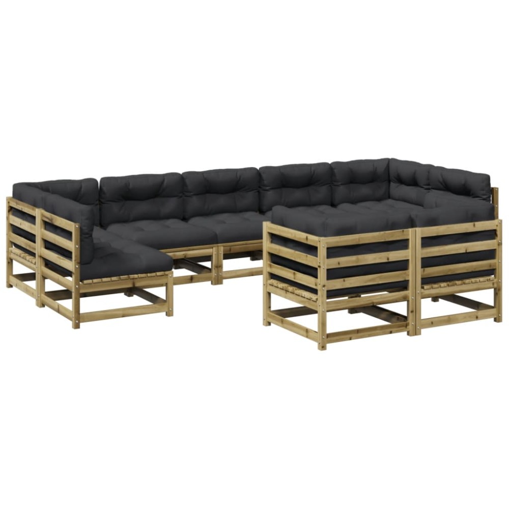 vidaXL Set canapea de grădină cu perne, 9 piese, lemn de pin tratat