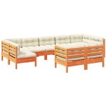 vidaXL Set mobilier de grădină cu perne, 9 piese, lemn masiv de pin