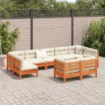 vidaXL Set mobilier de grădină cu perne, 9 piese, lemn masiv de pin