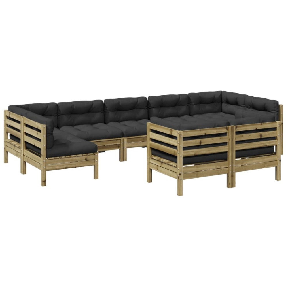 vidaXL Set canapea de grădină cu perne, 9 piese, lemn de pin tratat