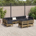 vidaXL Set canapea de grădină cu perne, 9 piese, lemn de pin tratat vidaXL Set canapea de grădină cu perne, 9 piese, lemn de pin tratat