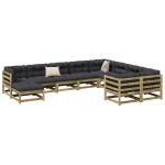 vidaXL Set canapea de grădină cu perne, 10 piese, lemn de pin tratat vidaXL Set canapea de grădină cu perne, 10 piese, lemn de pin tratat