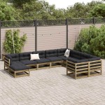 vidaXL Set canapea de grădină cu perne, 10 piese, lemn de pin tratat vidaXL Set canapea de grădină cu perne, 10 piese, lemn de pin tratat