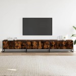 vidaXL Comodă TV, stejar fumuriu, 240x35x41 cm, lemn prelucrat