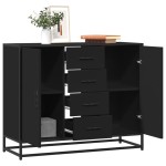 vidaXL Servantă, negru, 92x35x76 cm, lemn prelucrat vidaXL Servantă, negru, 92x35x76 cm, lemn prelucrat