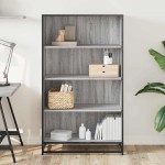 vidaXL Bibliotecă, gri sonoma, 80,5x35x139 cm, lemn prelucrat