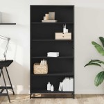 vidaXL Bibliotecă, negru, 80,5x35x170,5 cm, lemn prelucrat vidaXL Bibliotecă, negru, 80,5x35x170,5 cm, lemn prelucrat