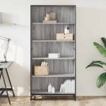 vidaXL Bibliotecă, gri sonoma, 80,5x35x170,5 cm, lemn prelucrat vidaXL Bibliotecă, gri sonoma, 80,5x35x170,5 cm, lemn prelucrat
