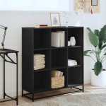 vidaXL Bibliotecă, negru, 97,5x33x107,5 cm, lemn prelucrat și metal vidaXL Bibliotecă, negru, 97,5x33x107,5 cm, lemn prelucrat și metal