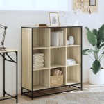 vidaXL Bibliotecă stejar sonoma 97,5x33x107,5 cm, lemn prelucrat/metal vidaXL Bibliotecă stejar sonoma 97,5x33x107,5 cm, lemn prelucrat/metal