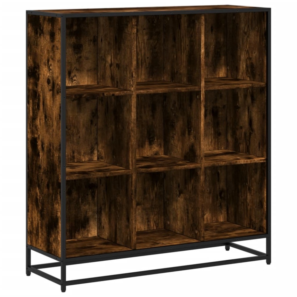 vidaXL Bibliotecă stejar fumuriu 97,5x33x107,5 cm lemn prelucrat/metal
