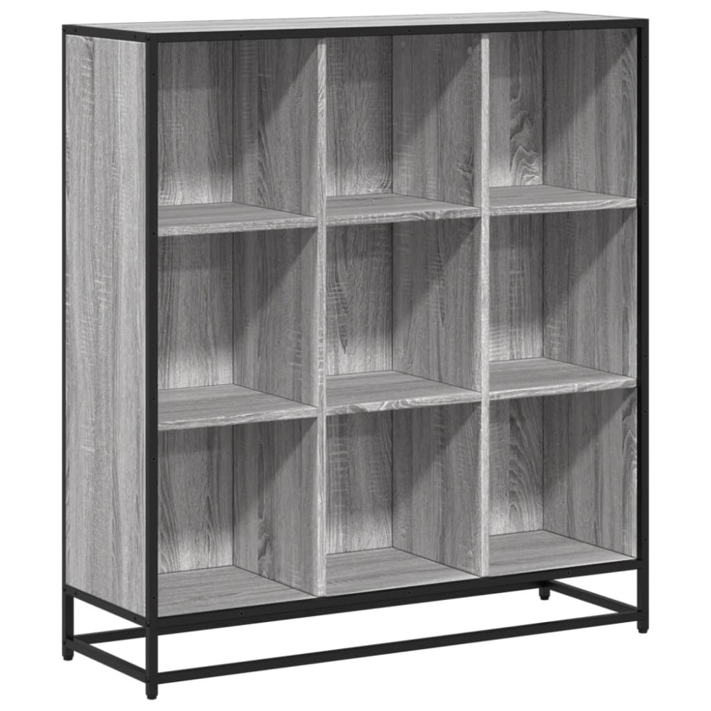 vidaXL Bibliotecă, gri sonoma, 97,5x33x107,5 cm, lemn prelucrat/metal