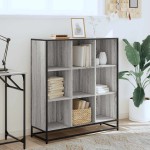 vidaXL Bibliotecă, gri sonoma, 97,5x33x107,5 cm, lemn prelucrat/metal vidaXL Bibliotecă, gri sonoma, 97,5x33x107,5 cm, lemn prelucrat/metal