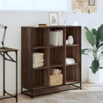 vidaXL Bibliotecă, stejar maro, 97,5x33x107,5 cm, lemn prelucrat/metal vidaXL Bibliotecă, stejar maro, 97,5x33x107,5 cm, lemn prelucrat/metal