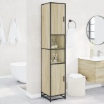 vidaXL Dulap baie stejar sonoma 35x37,5x188,5 cm lemn prelucrat/metal vidaXL Dulap baie stejar sonoma 35x37,5x188,5 cm lemn prelucrat/metal