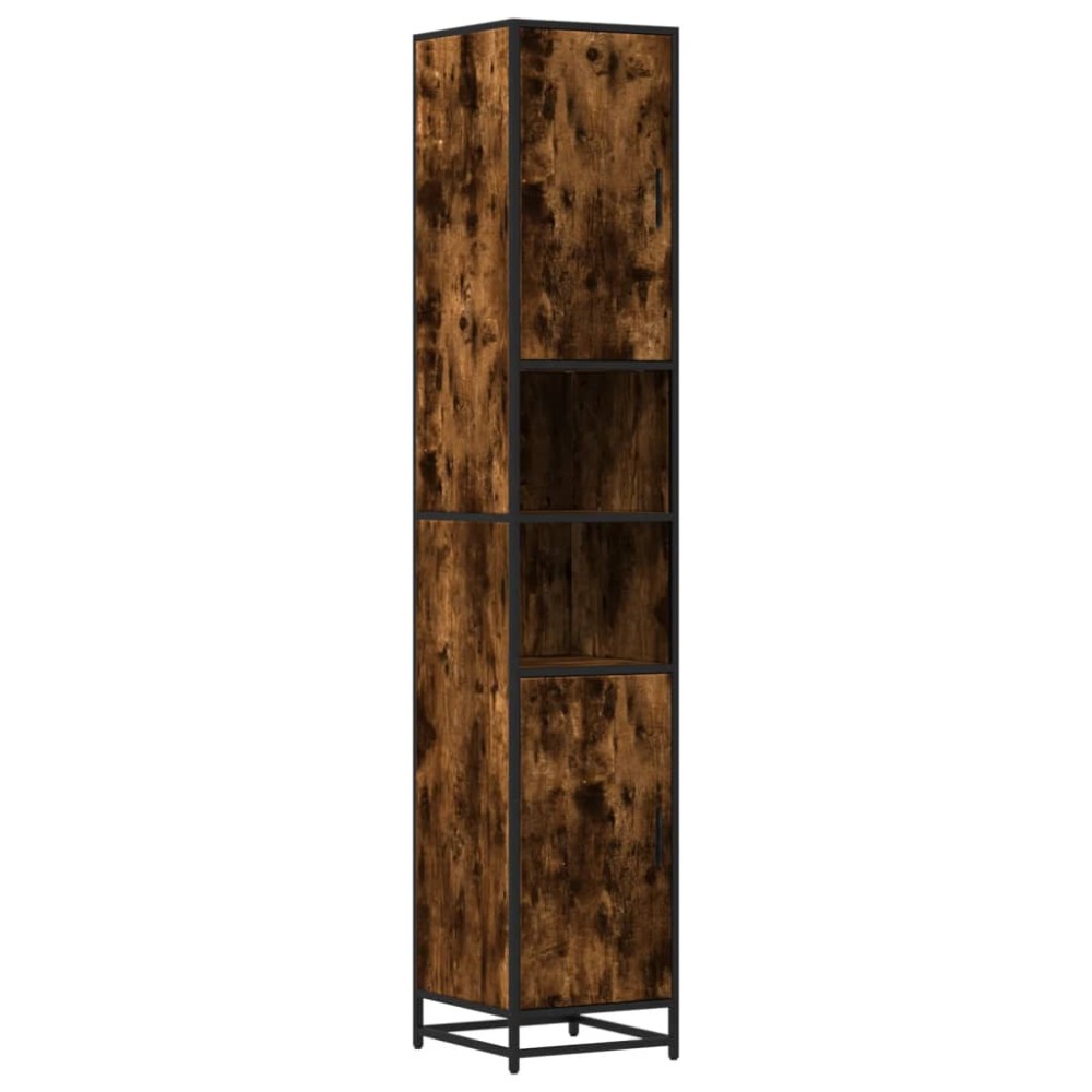 vidaXL Dulap baie stejar fumuriu 35x37,5x188,5 cm lemn prelucrat/metal