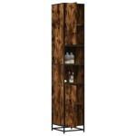 vidaXL Dulap baie stejar fumuriu 35x37,5x188,5 cm lemn prelucrat/metal