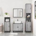 vidaXL Dulap baie, gri sonoma, 35x37,5x188,5 cm, lemn prelucrat/metal