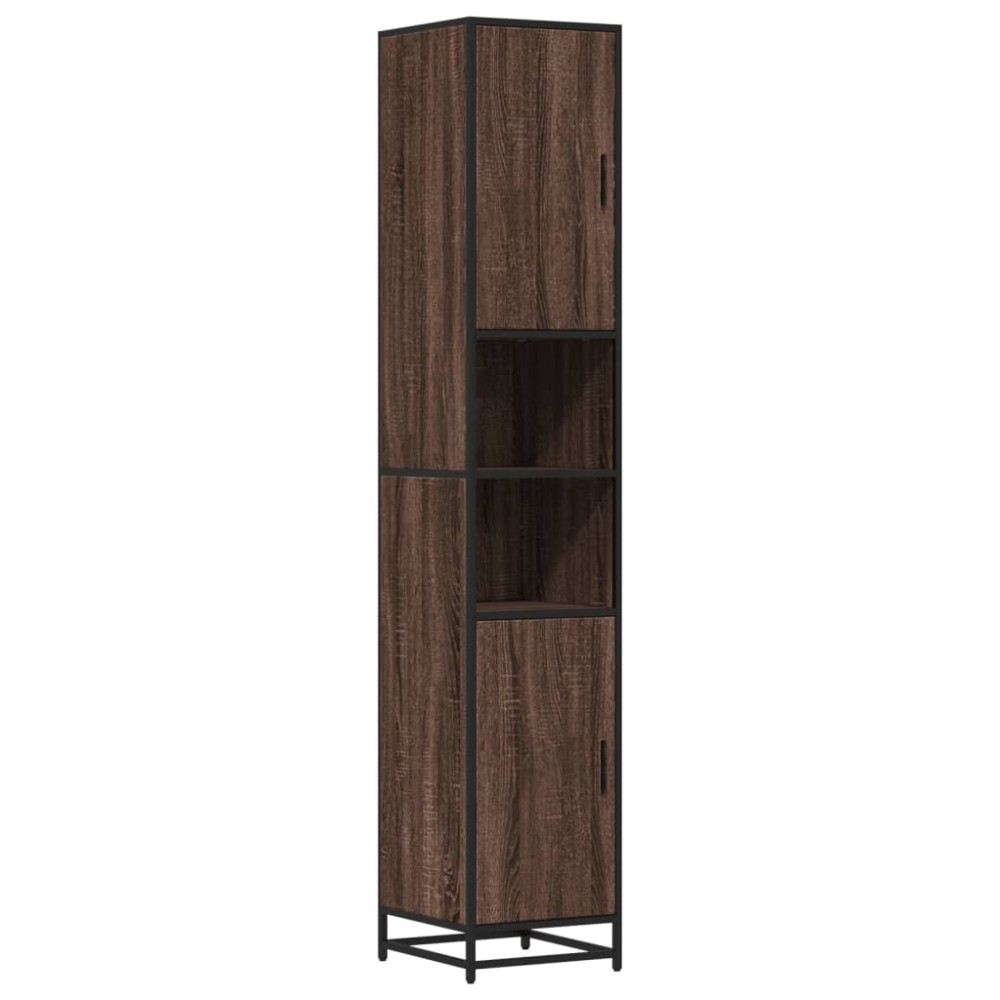 vidaXL Dulap baie, stejar maro, 35x37,5x188,5 cm, lemn prelucrat/metal