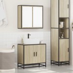 vidaXL Set mobilier de baie, 2 piese, stejar sonoma, lemn prelucrat vidaXL Set mobilier de baie, 2 piese, stejar sonoma, lemn prelucrat