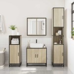 vidaXL Set mobilier de baie, 2 piese, stejar sonoma, lemn prelucrat vidaXL Set mobilier de baie, 2 piese, stejar sonoma, lemn prelucrat