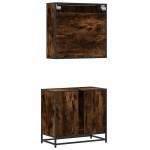 vidaXL Set mobilier de baie, 2 piese, stejar fumuriu, lemn prelucrat vidaXL Set mobilier de baie, 2 piese, stejar fumuriu, lemn prelucrat