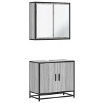 vidaXL Set mobilier de baie, 2 piese, gri sonoma, lemn prelucrat vidaXL Set mobilier de baie, 2 piese, gri sonoma, lemn prelucrat