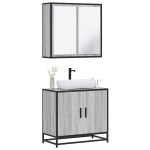vidaXL Set mobilier de baie, 2 piese, gri sonoma, lemn prelucrat vidaXL Set mobilier de baie, 2 piese, gri sonoma, lemn prelucrat