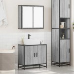 vidaXL Set mobilier de baie, 2 piese, gri sonoma, lemn prelucrat vidaXL Set mobilier de baie, 2 piese, gri sonoma, lemn prelucrat