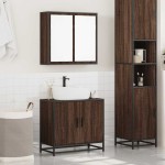 vidaXL Set mobilier de baie, 2 piese, stejar maro, lemn prelucrat vidaXL Set mobilier de baie, 2 piese, stejar maro, lemn prelucrat