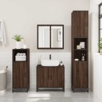 vidaXL Set mobilier de baie, 2 piese, stejar maro, lemn prelucrat vidaXL Set mobilier de baie, 2 piese, stejar maro, lemn prelucrat