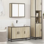 vidaXL Set mobilier de baie, 2 piese, stejar sonoma, lemn prelucrat vidaXL Set mobilier de baie, 2 piese, stejar sonoma, lemn prelucrat