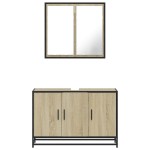vidaXL Set mobilier de baie, 2 piese, stejar sonoma, lemn prelucrat vidaXL Set mobilier de baie, 2 piese, stejar sonoma, lemn prelucrat