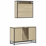 vidaXL Set mobilier de baie, 2 piese, stejar sonoma, lemn prelucrat vidaXL Set mobilier de baie, 2 piese, stejar sonoma, lemn prelucrat