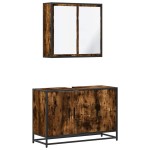 vidaXL Set mobilier de baie, 2 piese, stejar fumuriu, lemn prelucrat vidaXL Set mobilier de baie, 2 piese, stejar fumuriu, lemn prelucrat