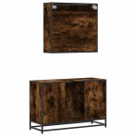 vidaXL Set mobilier de baie, 2 piese, stejar fumuriu, lemn prelucrat vidaXL Set mobilier de baie, 2 piese, stejar fumuriu, lemn prelucrat