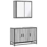 vidaXL Set mobilier de baie, 2 piese, gri sonoma, lemn prelucrat vidaXL Set mobilier de baie, 2 piese, gri sonoma, lemn prelucrat