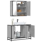 vidaXL Set mobilier de baie, 2 piese, gri sonoma, lemn prelucrat vidaXL Set mobilier de baie, 2 piese, gri sonoma, lemn prelucrat