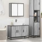 vidaXL Set mobilier de baie, 2 piese, gri sonoma, lemn prelucrat vidaXL Set mobilier de baie, 2 piese, gri sonoma, lemn prelucrat